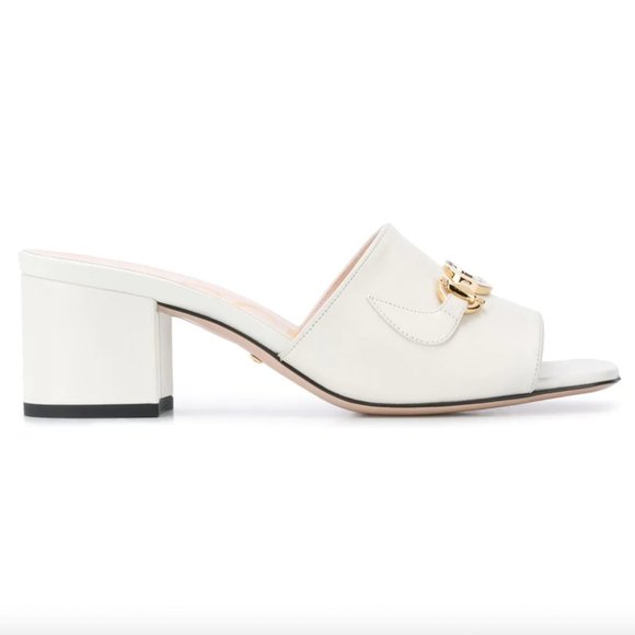 Gucci Horse-bit Detail Square Toe Sandals in White NEW IN BOX WITH SHOE BAGS - Picture 2 of 4